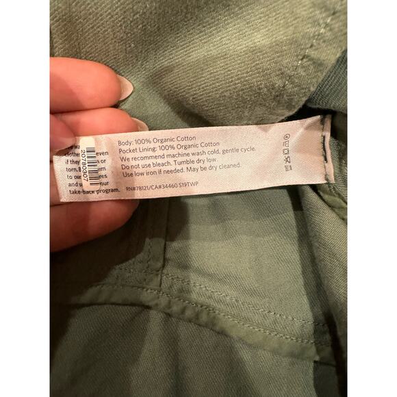 Eileen Fisher Green Organic Cotton Army Utility Cargo Jacket Size PM - Picture 7 of 7